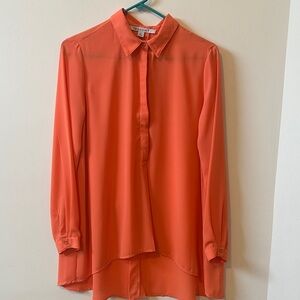 Insight Coral Orange Long-Sleeve Button-Front Blouse
